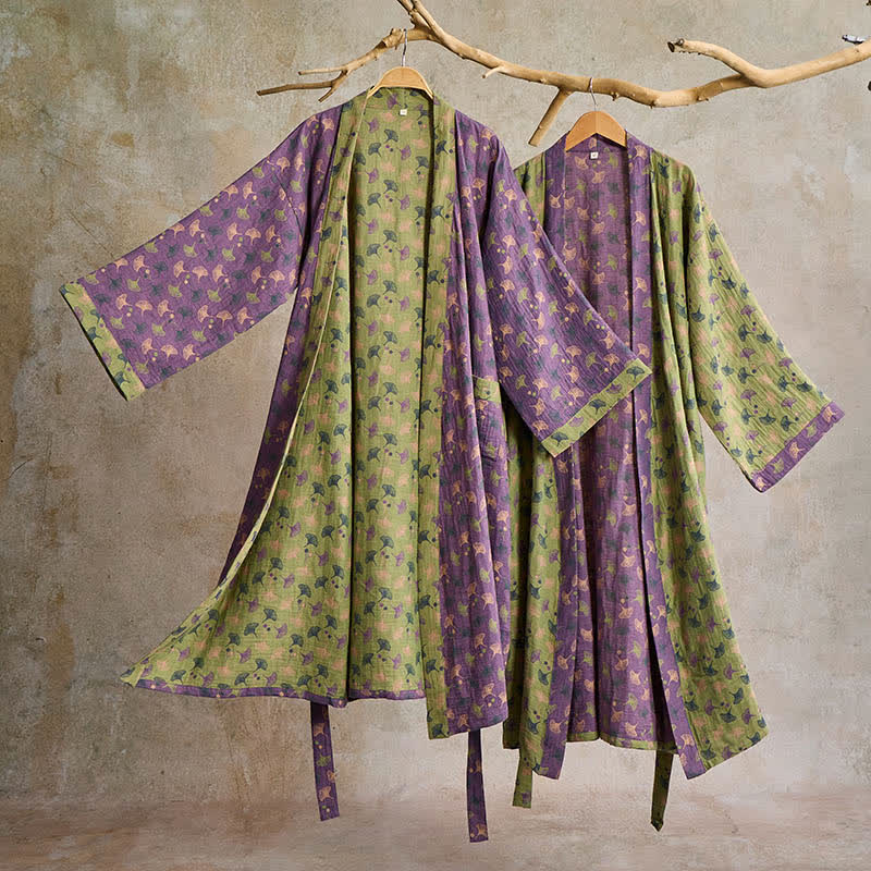 ZENLEAF – Two-Tone Kimono Bathrobe for Lightweight Everyday Relaxation