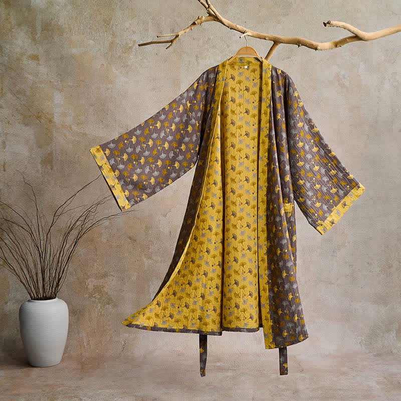 ZENLEAF – Two-Tone Kimono Bathrobe for Lightweight Everyday Relaxation