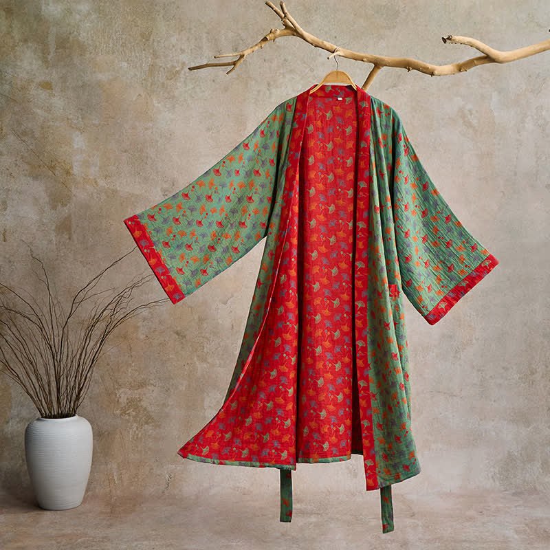 ZENLEAF – Two-Tone Kimono Bathrobe for Lightweight Everyday Relaxation